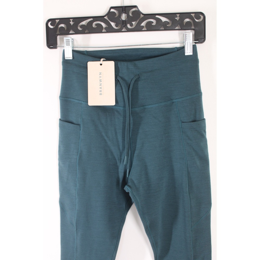 NWT Branwyn S Teal Merino Wool Athleisure Leggings High Waisted Pockets Joggers - Picture 2 of 8